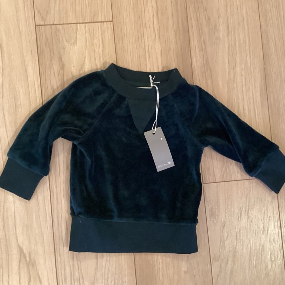 NWT. Miki Miette Brand Peacock Green Velour L/S Shirt Boys 3 Mos